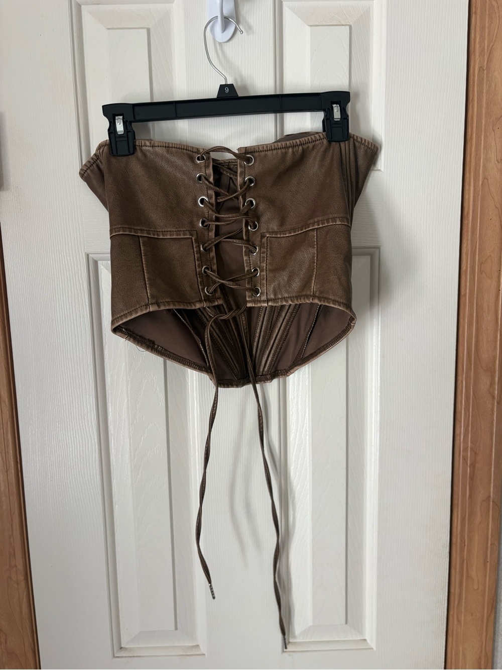 Windsor Brown Faux-Leather Corset Top - Picture 2 of 3
